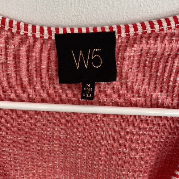 W5 Striped Red Top with Tie Front. Size Med - Picture 2 of 4